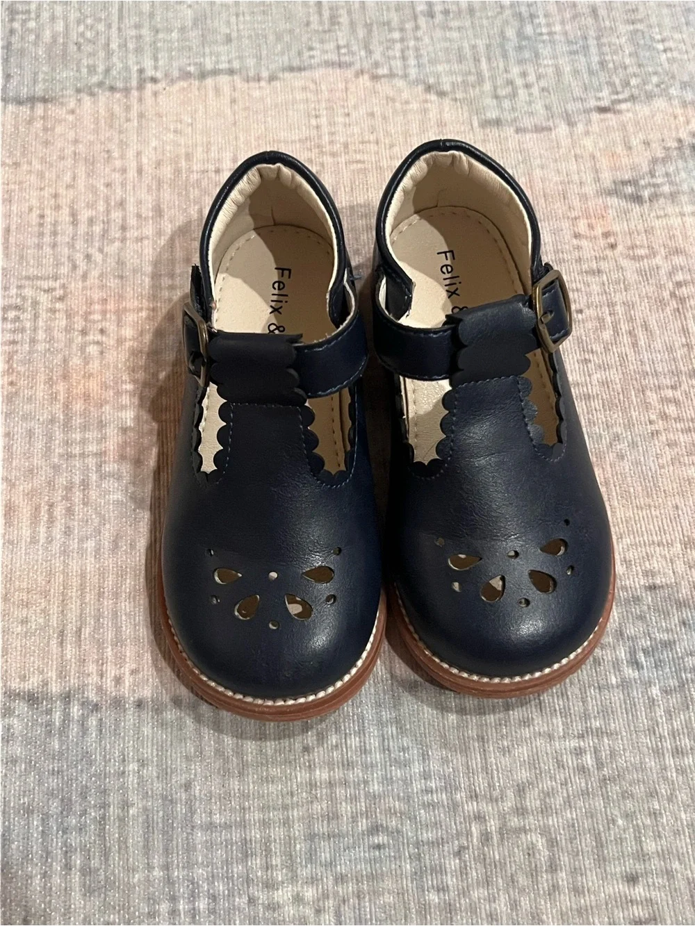 Felix & Flora Navy Girls' T-Strap Dress Shoes